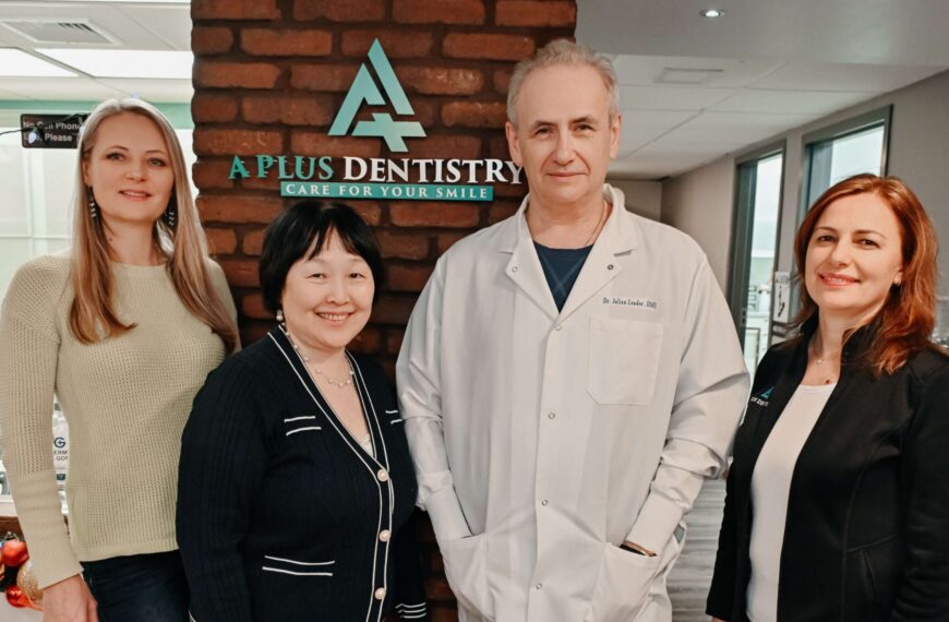 A Plus Dentistry dental team welcoming new patients to their dental office in Brookline, MA.